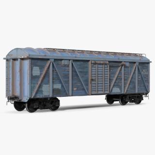 3D Cargo Wagon Blue 2 model