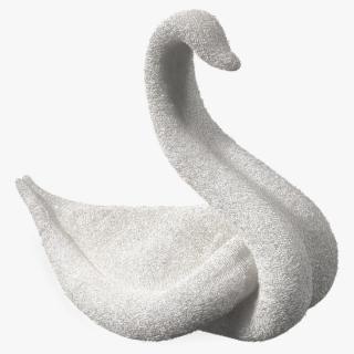 3D Towel Swan with Folded Wings White Fur model