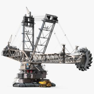 3D Mining Multi Bucket Wheel Excavator with Mining Truck model