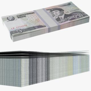 North Korea 5 Won Banknotes Bundle 3D model