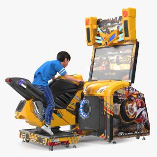 3D Boy on Storm Riders Motorcycle Racing Arcade Game Fur model