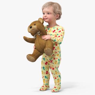 3D Toddler with Stuffed Teddy Bear