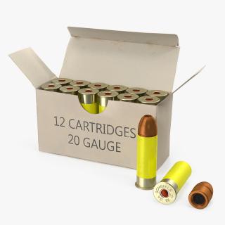 3D Box of 20 Gauge Shotgun Slug Ammo model