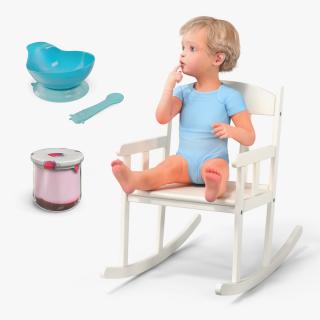 3D model Sitting Boy with Dessert Collection