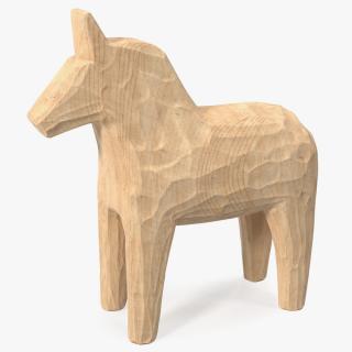 3D Carved Folk Wooden Horse Statue