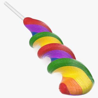 Striped Lollipop on a Stick 3D