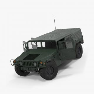 3D Soft top Military Car HMMWV m1035 Rigged Green