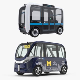 Self Driving Buses Collection 3D model