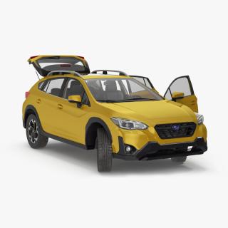 3D 2020 Subaru XV Crosstrek SUV Yellow Rigged for Maya