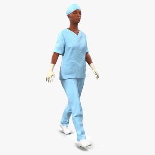 3D model Female Nurse in Scrubs with Bloodstains Rigged Fur