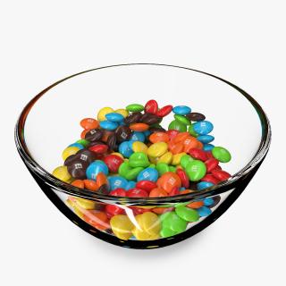 M and Ms Candies in Bowl 3D model