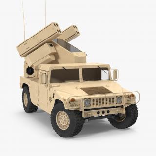 3D HMMWV M998 Equipped with Avenger Desert Rigged