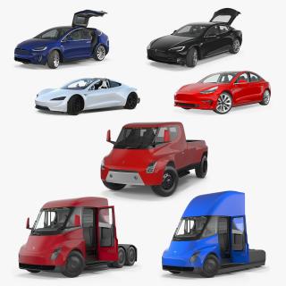 Rigged Tesla Cars Big 3D Models Collection 2 3D model