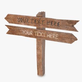 3D model Aged Wooden Pointer Road Signpost Mockup