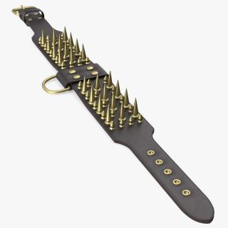 Leather Studded Collar Lying Brown 3D model