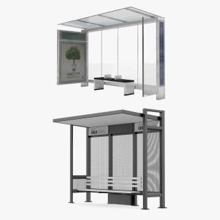 3D model Bus Stops Collection