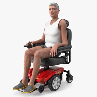 Patient with Jazzy Select Wheelchair Rigged for Cinema 4D 3D