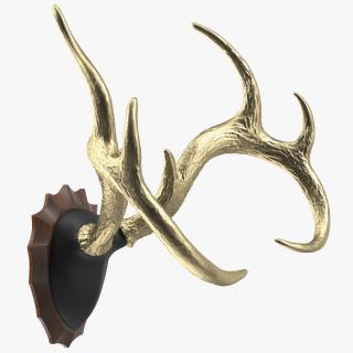 3D model Gold Plated Stag Antlers on a Wall Mount