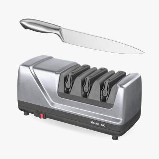 Kitchen Knife with Sharpener Collection 3D model