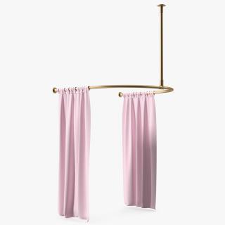 3D model Pink Fitting Room Curtain Open