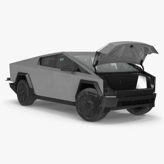 3D 2024 Tesla Cybertruck with Lights On Rigged model