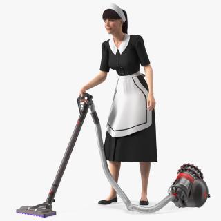 Housekeeping Maid with Dyson Big Ball Vacuum Cleaner 3D