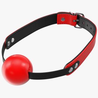 3D Leather Band Mouth Gag Red