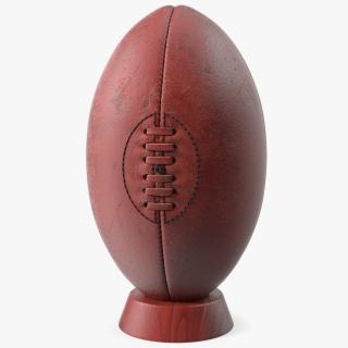 3D Vintage Leather Rugby Ball on Kicking Tee