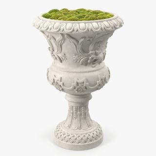 Planter Urn With Moss Garden h75 3D