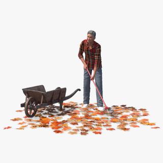 3D model Antique Wheelbarrow and Worker