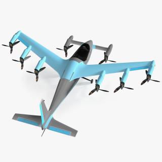 Flying Air Taxi Blue Rigged 3D