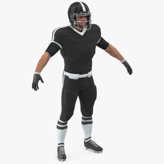 3D model Man Black Uniform T-Pose American Football Players