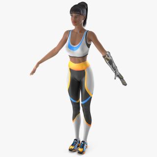 3D Woman with Mind Controlled Prosthetic Arm A-pose model