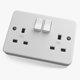 3D model UK Double Socket with Switches