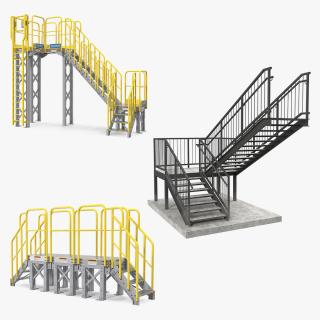 3D Industrial Stairs Collection model