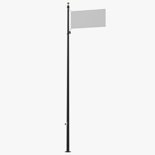 Flagpole Black Powder with White Flag 3D