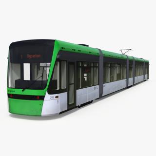 City Tram Bybanen Simple Interior Green 3D model