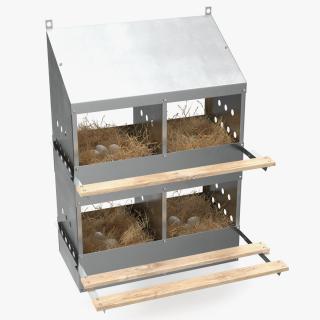 4-Hole Poultry Nest Box With Chicken Eggs(1) 3D model