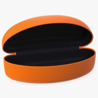 Hard Shell Leather Eyeglass Case Orange Open 3D model