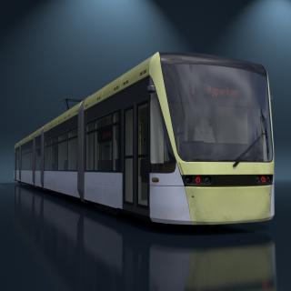 City Tram Yellow Simple Interior 3D