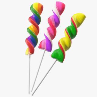 3D Colorful Twist Lollipop Stick Set model