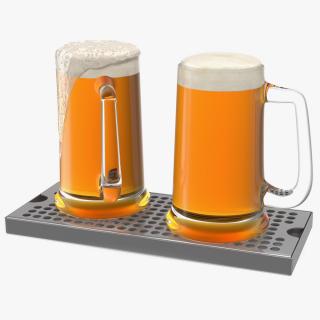 3D model Stainless Steel Drip Tray with Beer Mugs