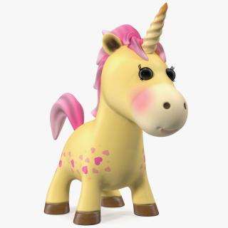 3D model Yellow Cartoon Unicorn Neutral Pose