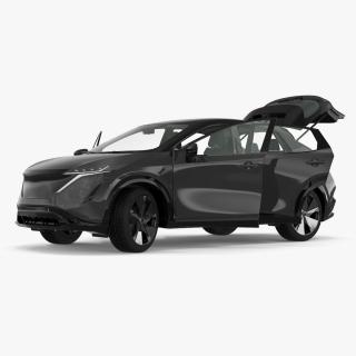 3D Modern Electric SUV Black Rigged for Cinema 4D 2 model