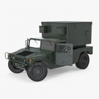 3D Shelter Carrier MSE Car HMMWV m1037 Rigged Green model