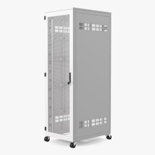 Floor Standing Rack Cabinet 42 Unit White Empty 3D