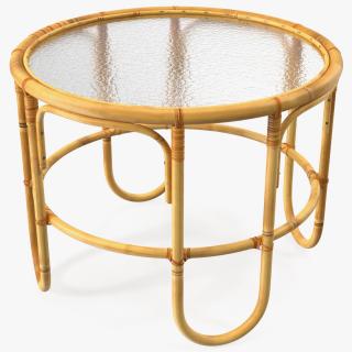 3D Vintage Round Bamboo Coffee Table model