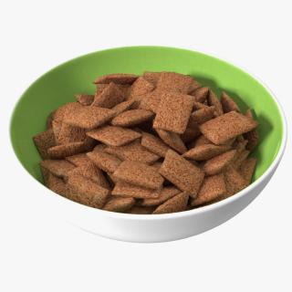 3D Chocolate Cereal Pillow Flakes in Bowl model