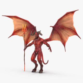 Devil Character with Trident Fur Rigged 3D model