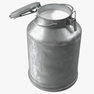 3D Aluminum Milk Bucket Can Full Old(1)